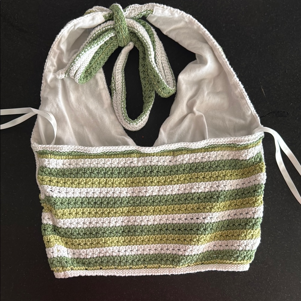 Hollister Green and White Knit Halter Top - Picture 4 of 6